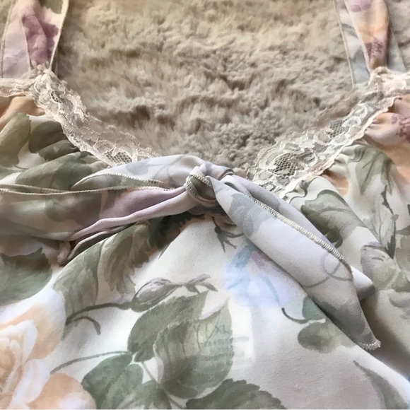 Vintage Private Luxuries slip nighgown floral print with lace and now front XL - Picture 5 of 7